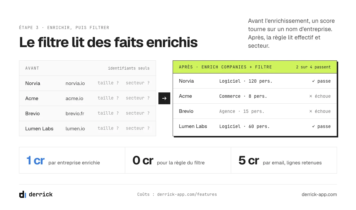 Génération de leads automatisée : enrichir les entreprises avant que le filtre lise effectif et secteur