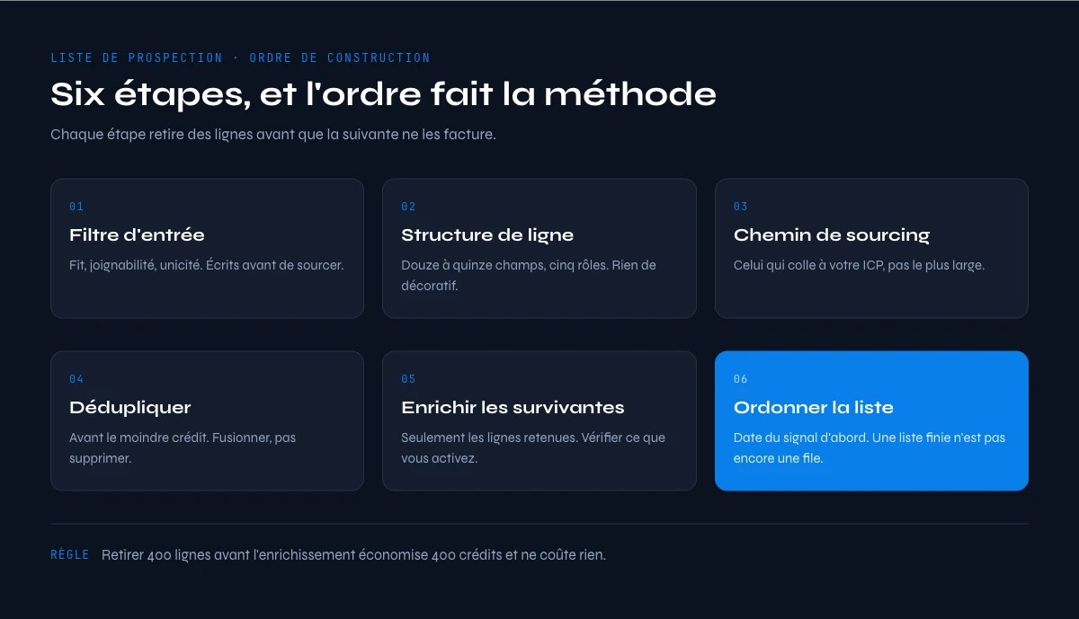 Fichier de prospection : les six étapes dans l'ordre
