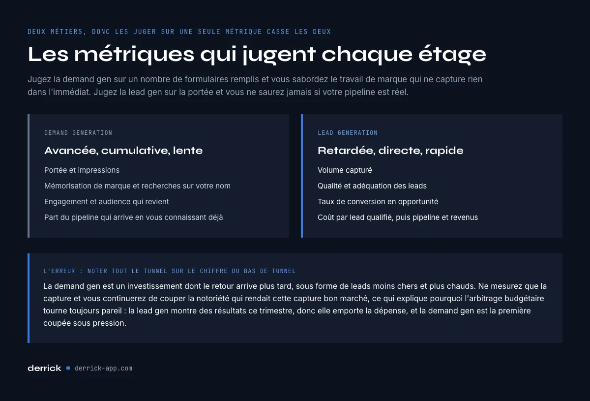 les metriques qui jugent la demand generation vs la lead generation