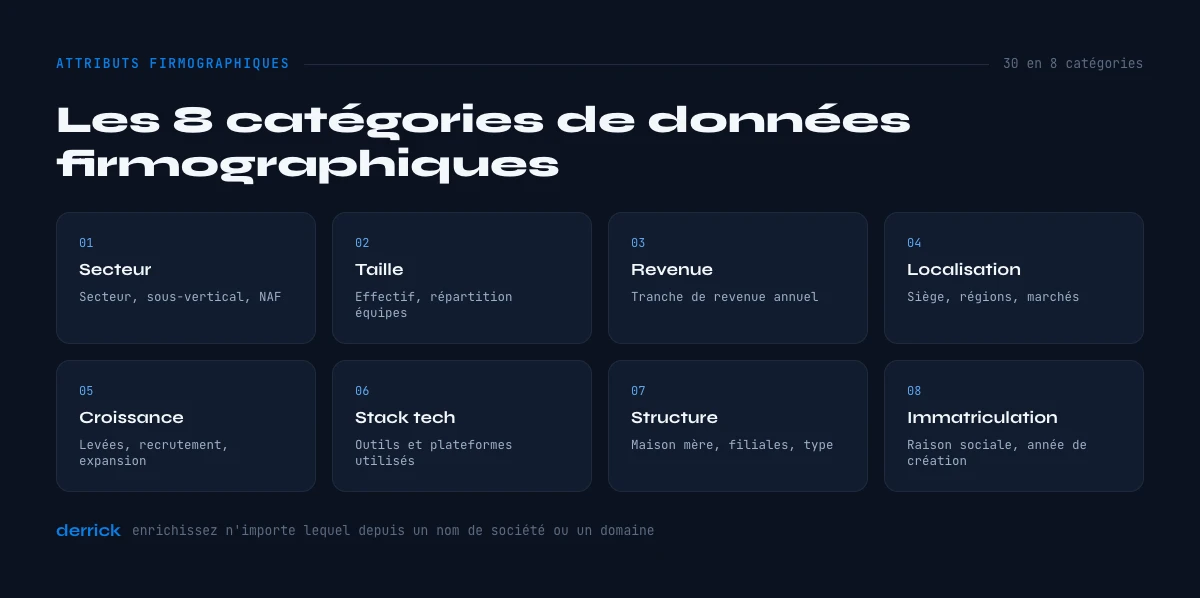 exemples de données firmographiques par catégorie