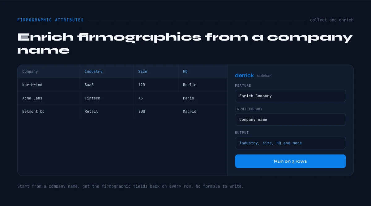 enrich firmographic data from a company list
