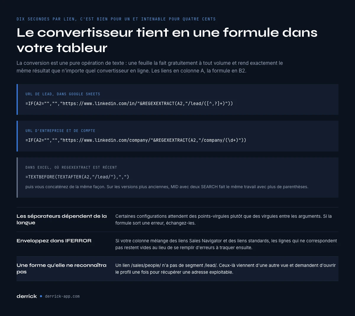 Un convertisseur d'URL Sales Navigator sous forme de formule de tableur