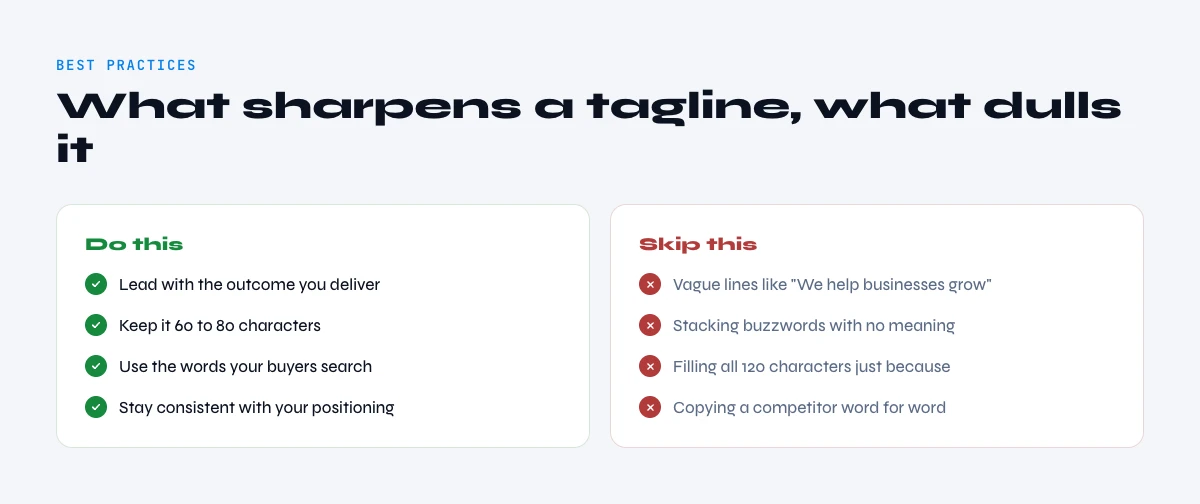 LinkedIn company tagline best practices