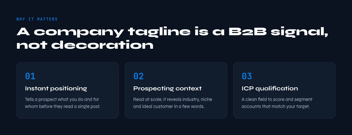 LinkedIn company tagline for B2B professionals