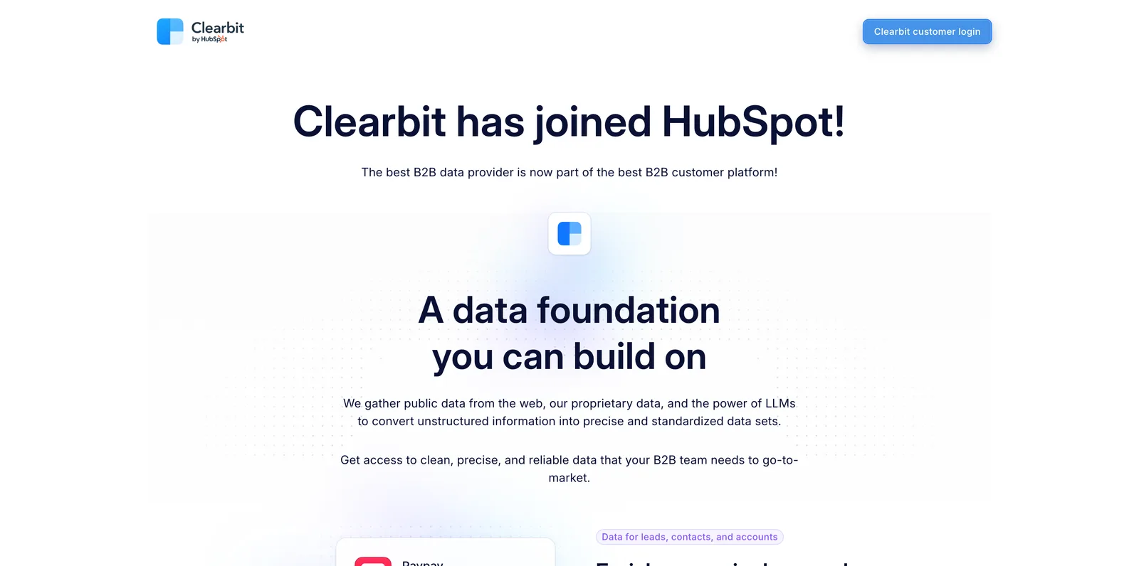 Clearbit dashboard screenshot - Clearbit review 2026